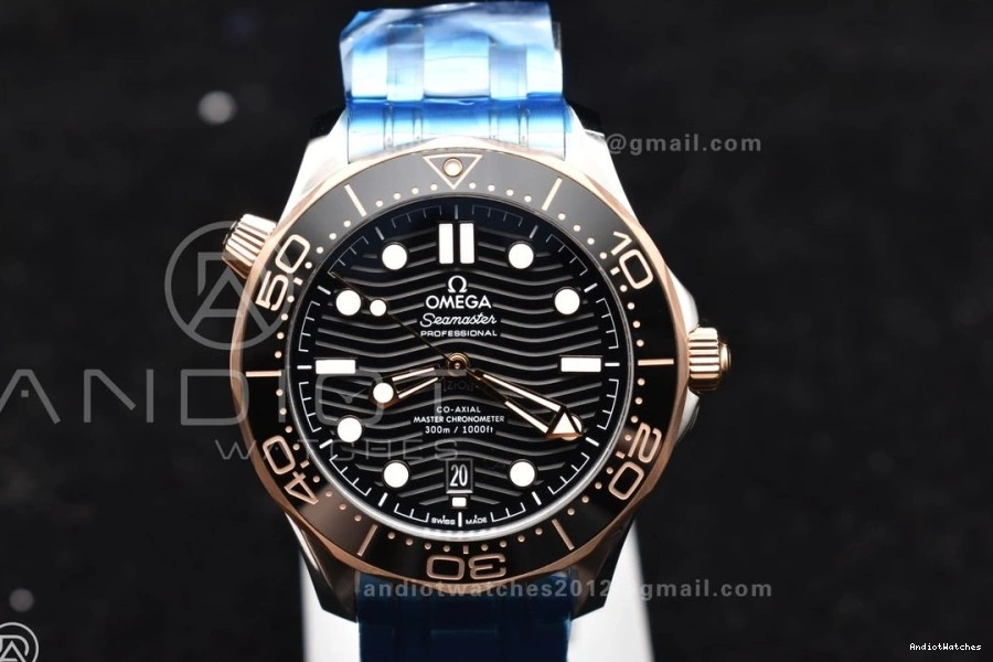 Black Ceramic A SS 300M Edition RG on Seamaster SS Best 1:1 Diver VSF Dial Black TopPick 1084 Bracelet 0117
